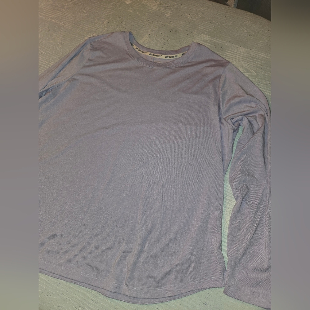 Duluth Trading Co Lavender Long-Sleeve Crewneck Top - Dry on the Fly